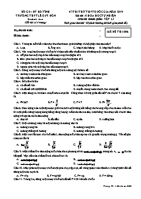 Đề thi thử THPT Quốc gia môn Vật lí - Mã đề 006 - Năm học 2019-2020 - Trường THPT Lê Quý Đôn